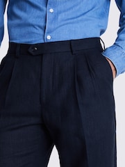 MOSS Blue Tailored Fit Herringbone Trousers - Image 3 of 3
