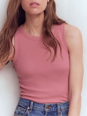 Boden Pink Ribbed Cotton Vest - Image 2 of 5