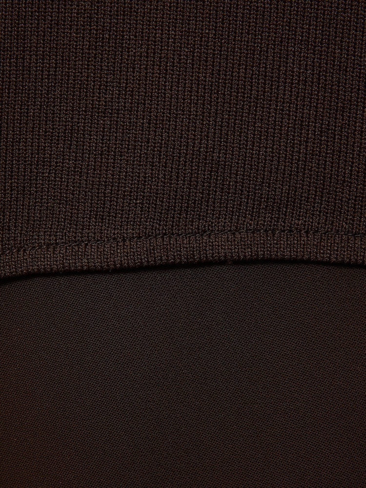 Reiss Chocolate Lani Hybrid Knit Tie Back Midi Dress - Image 5 of 5