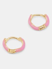 Hush Pink Fern Twist Enamel Huggie Earrings - Image 1 of 3
