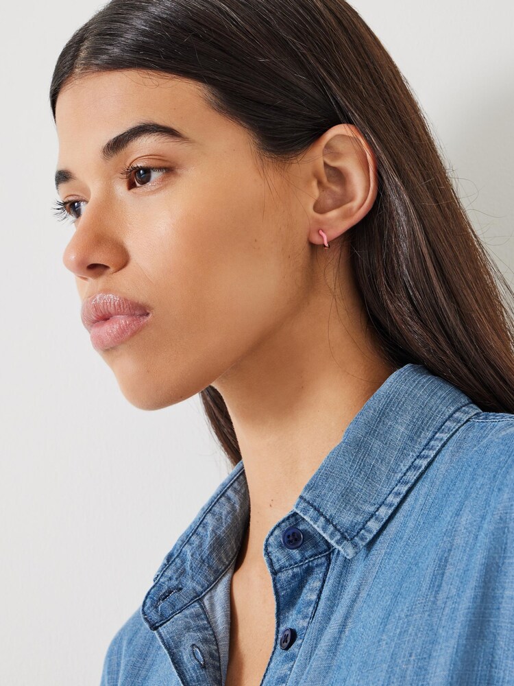 Hush Pink Fern Twist Enamel Huggie Earrings - Image 3 of 3