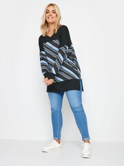 Yours Curve Blue Striped Print Top - Image 2 of 4