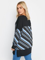 Yours Curve Blue Striped Print Top - Image 3 of 4