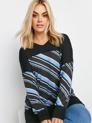 Yours Curve Blue Striped Print Top - Image 4 of 4