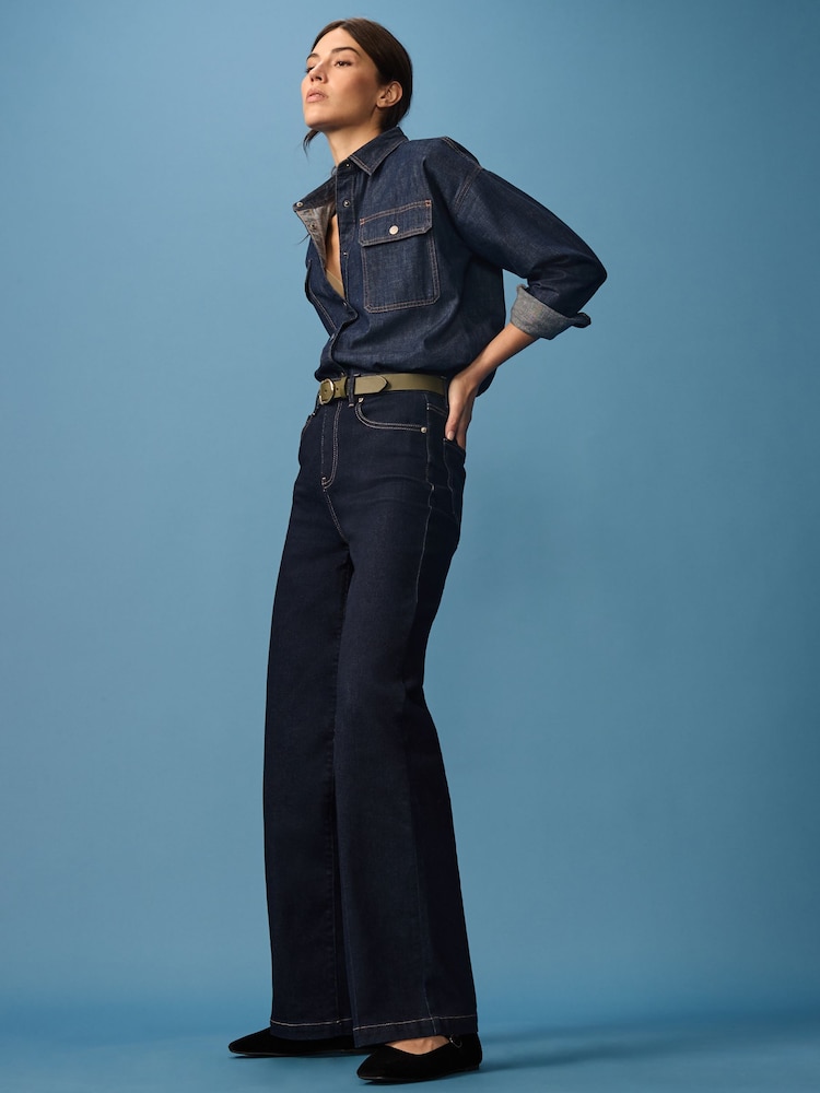 Rinse Blue Wide Leg Jeans - Image 1 of 6