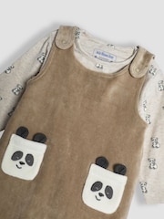 JoJo Maman Bébé Natural Panda Applique Pocket Dungarees And Top Set - Image 6 of 9