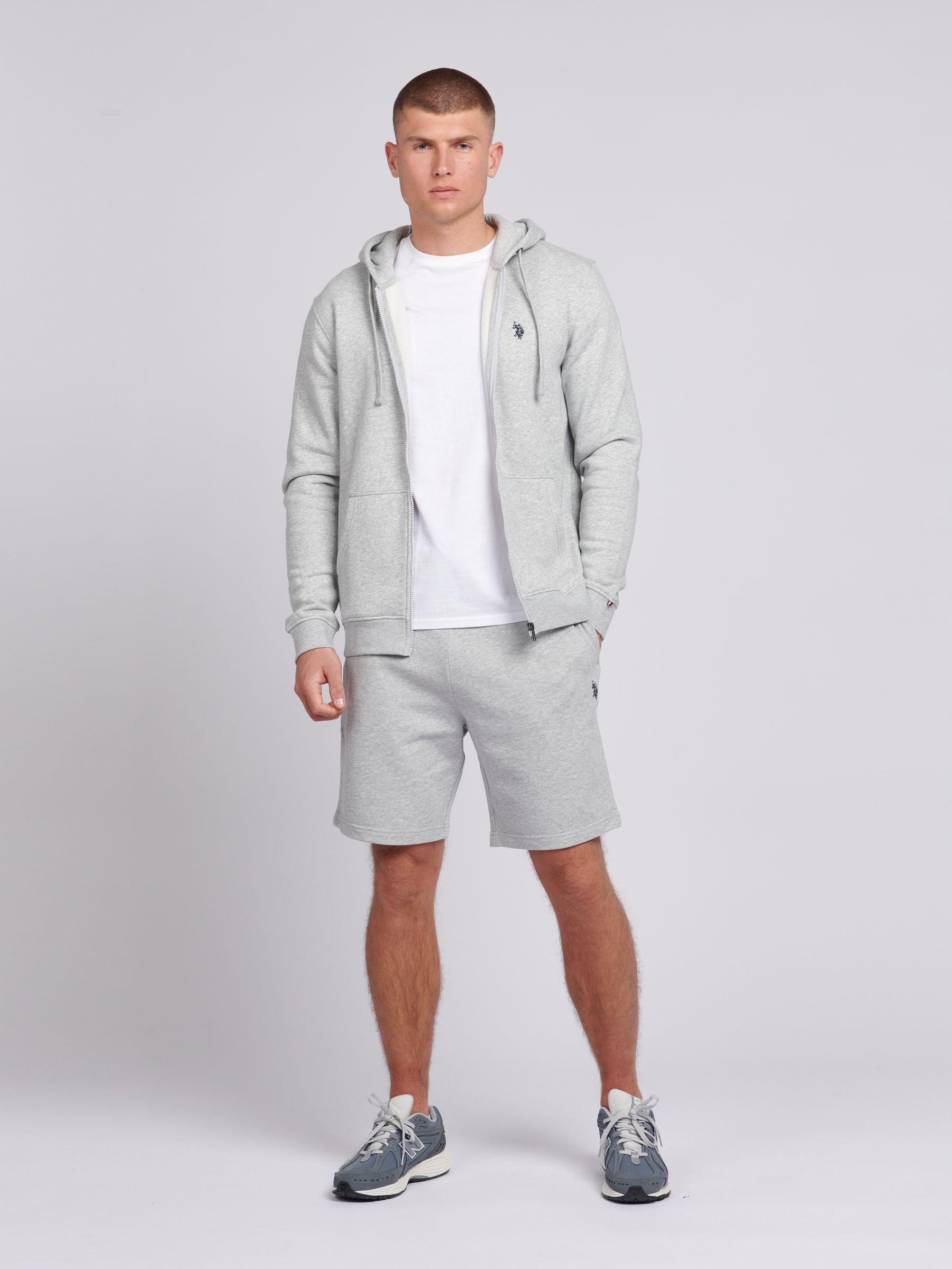 Boys Double Horsemen Sweat Shorts Mid Grey Marl