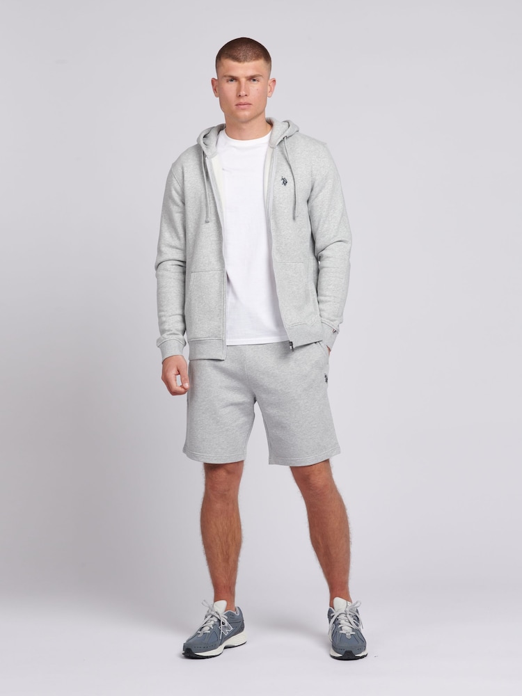 U.S. Polo Assn Grey Mens Double Horsemen Sweat 100% Cotton Shorts - Image 3 of 7