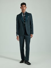Сине-зеленый - Slim Fit Trimmed Satin Edge Tuxedo Suit Jacket - Изображение 2 из 10