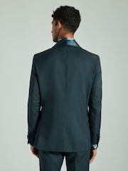 Сине-зеленый - Slim Fit Trimmed Satin Edge Tuxedo Suit Jacket - Изображение 3 из 10