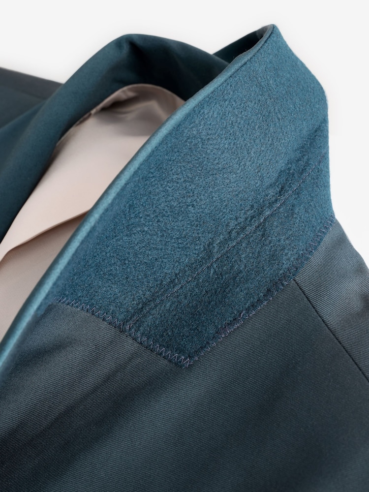 Blauwgroen - Slim Fit Trimmed Satin Edge Tuxedo Suit Jacket - Image 8 of 10