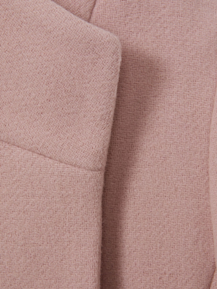 Reiss Pink Kia 9-13 yrs Wool Blend Funnel Neck Coat - Image 4 of 4