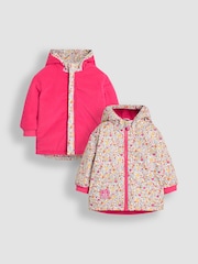 وردي زهور - JoJo Maman Bébé Fleece Lined Jacket - صورة 1 من 7
