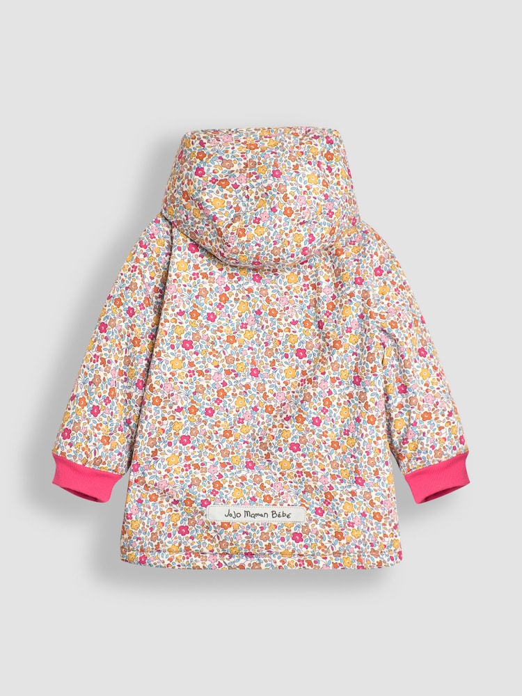 JoJo Maman Bébé Pink Floral Fleece Lined Jacket - Image 3 of 7