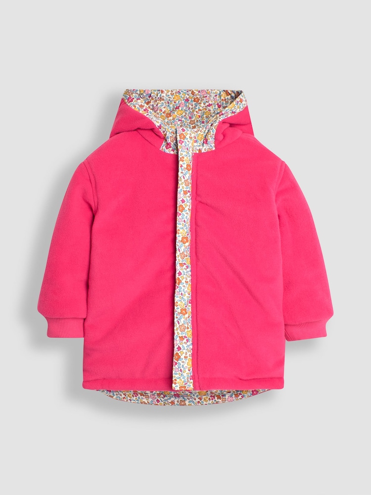 JoJo Maman Bébé Pink Floral Fleece Lined Jacket - Image 4 of 7