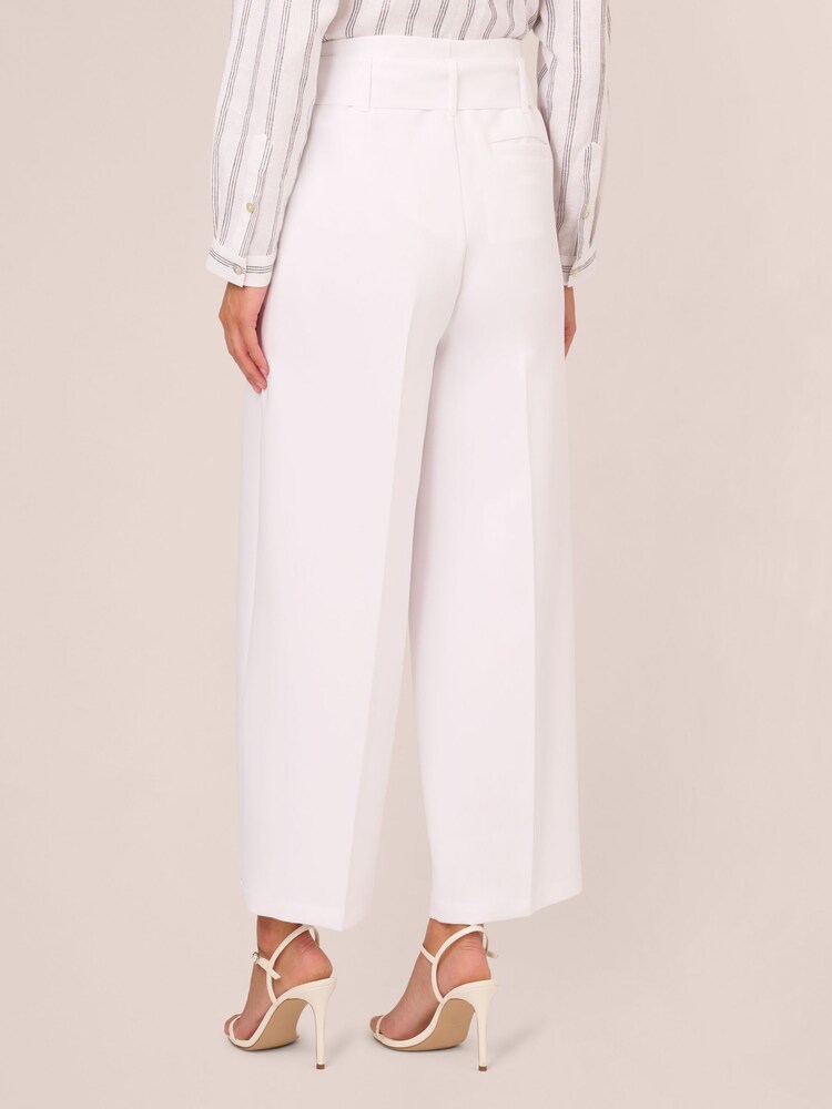 Adrianna Papell Solid Woven White Trousers With Belt - Image 2 of 7