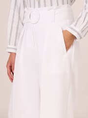 Adrianna Papell Solid Woven White Trousers With Belt - Image 4 of 7
