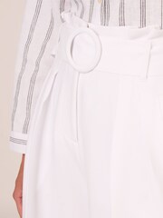 Adrianna Papell Solid Woven White Trousers With Belt - Image 5 of 7