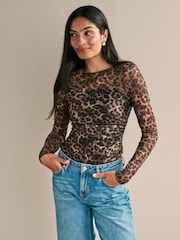 Myleene Klass Animal Print Mesh Top - Image 1 of 7
