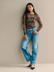 Myleene Klass Animal Print Mesh Top - Image 2 of 7