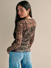 Myleene Klass Animal Print Mesh Top - Image 4 of 7
