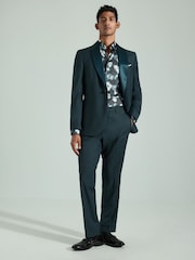 Bleu de sarcelle - Pantalon de smoking coupe ajustée - Image 2 de 9