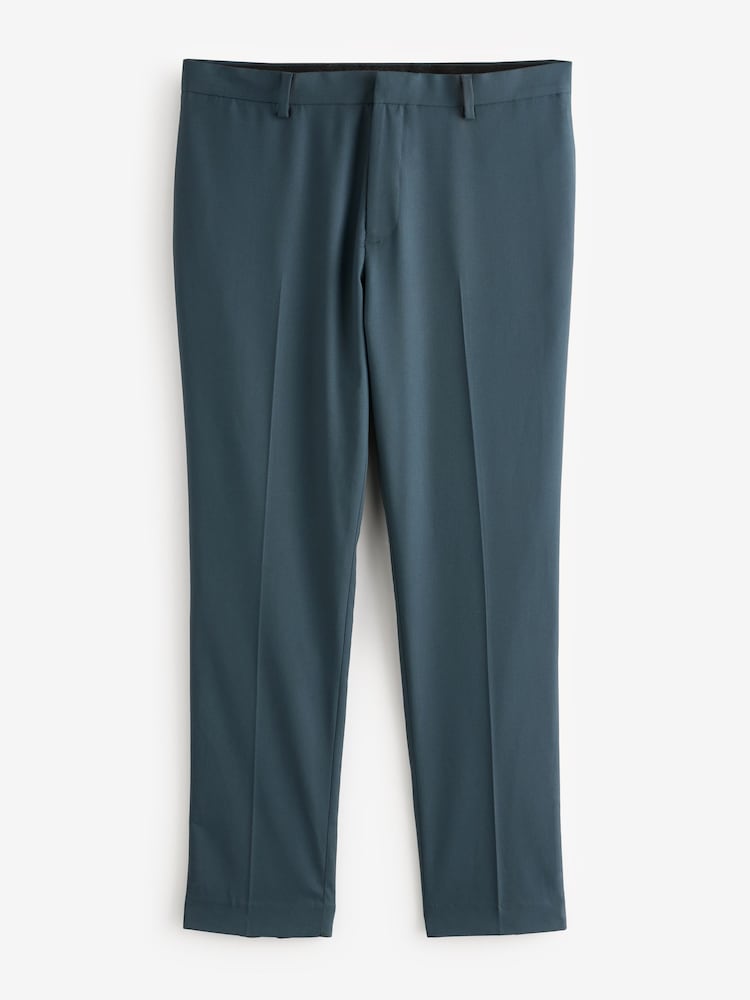 Teal Blue Slim Fit Tuxedo Suit Trousers - Image 7 of 9