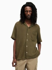 AllSaints Green Sortie Short Sleeve 100% Cotton Shirt - Image 1 of 7