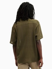 AllSaints Green Sortie Short Sleeve 100% Cotton Shirt - Image 2 of 7