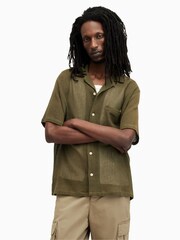 AllSaints Green Sortie Short Sleeve 100% Cotton Shirt - Image 3 of 7