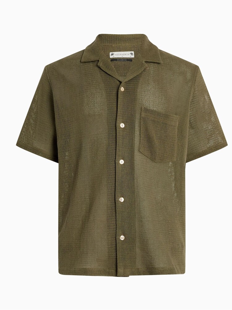 AllSaints Green Sortie Short Sleeve 100% Cotton Shirt - Image 7 of 7
