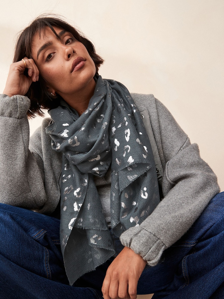 Foil Animal Grey Lightweight Scarf - Image 1 of 6