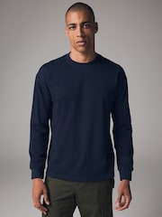 Marineblau/blau - Bequeme Passform - Langärmliges T-Shirt aus 100 % schwerer Baumwolle - Image 1 of 7