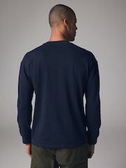 Marineblau/blau - Bequeme Passform - Langärmliges T-Shirt aus 100 % schwerer Baumwolle - Image 3 of 7