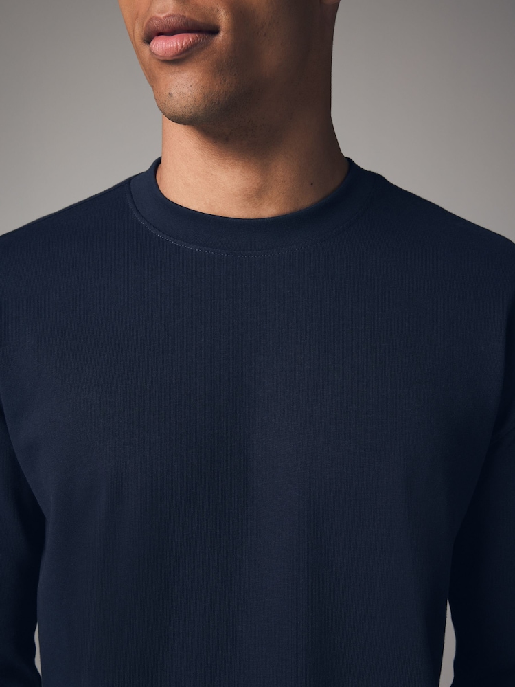 Marineblau/blau - Bequeme Passform - Langärmliges T-Shirt aus 100 % schwerer Baumwolle - Image 4 of 7
