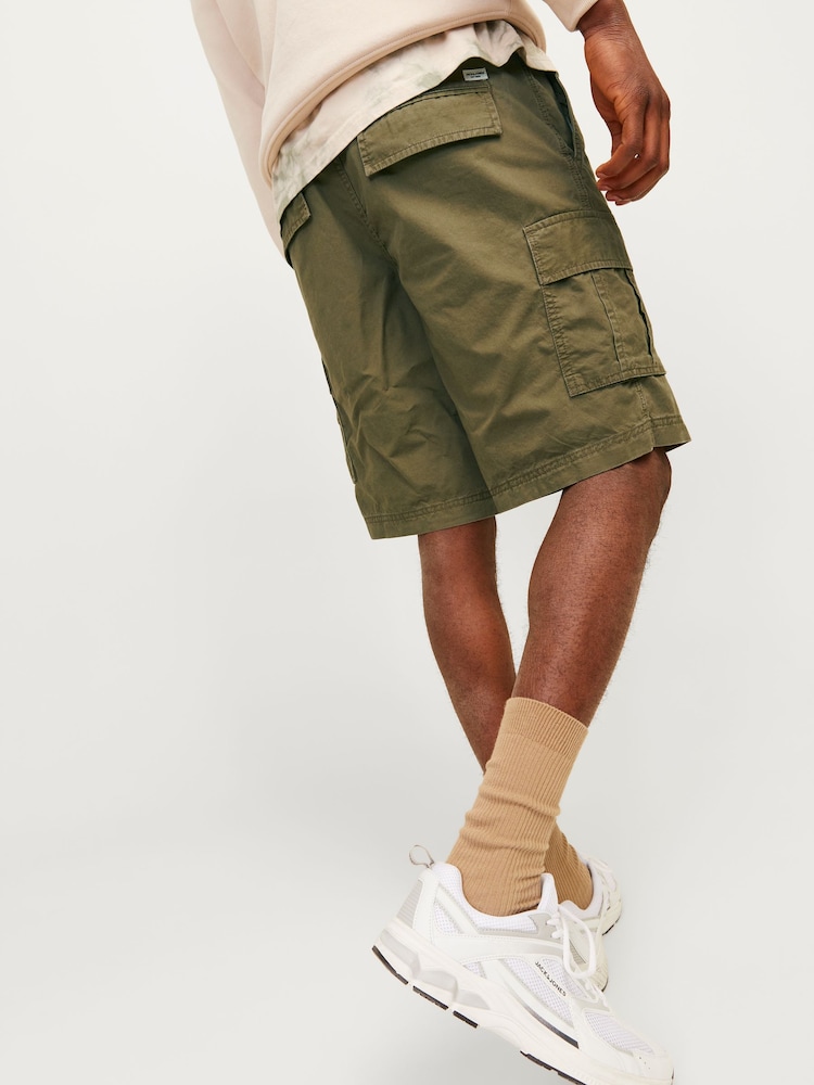 Зеленый - JACK & JONES 100% Cotton Cargo Utility Shorts - Изображение 2 из 2