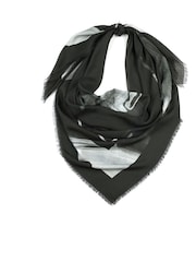 AllSaints Black Leppo Tie Stripe 100% Cotton Scarf - Image 1 of 4