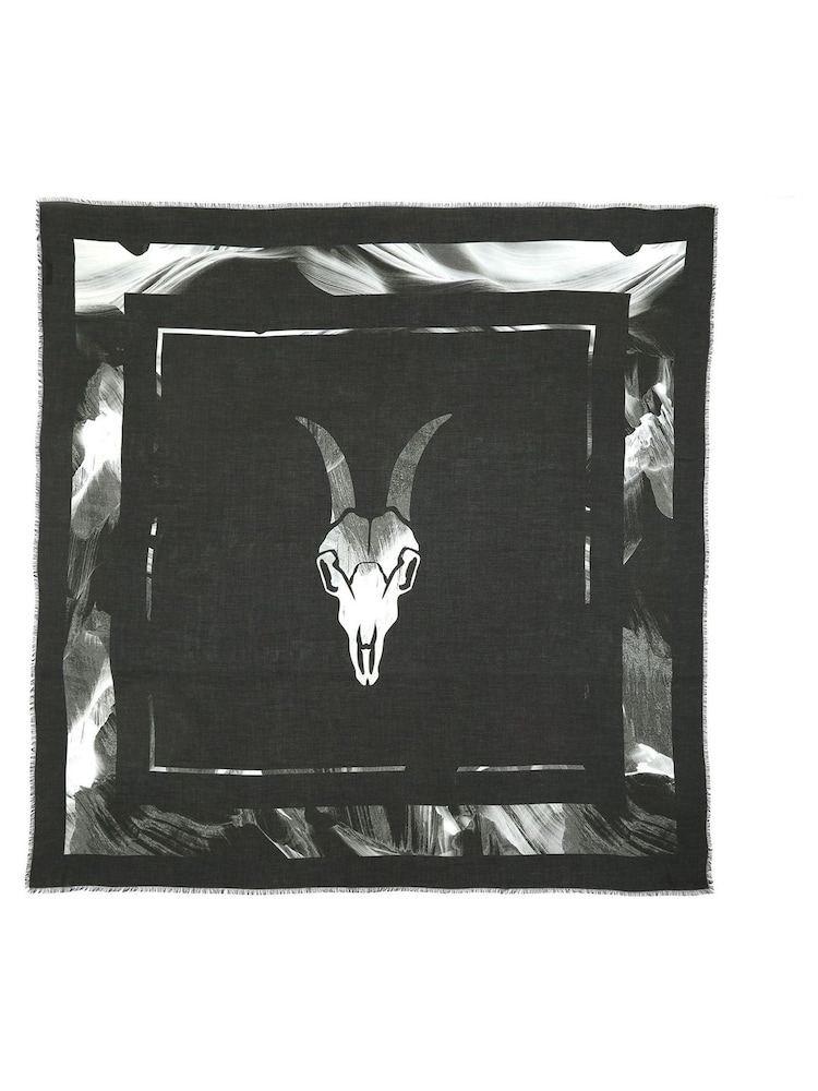 AllSaints Black Leppo Tie Stripe 100% Cotton Scarf - Image 3 of 4