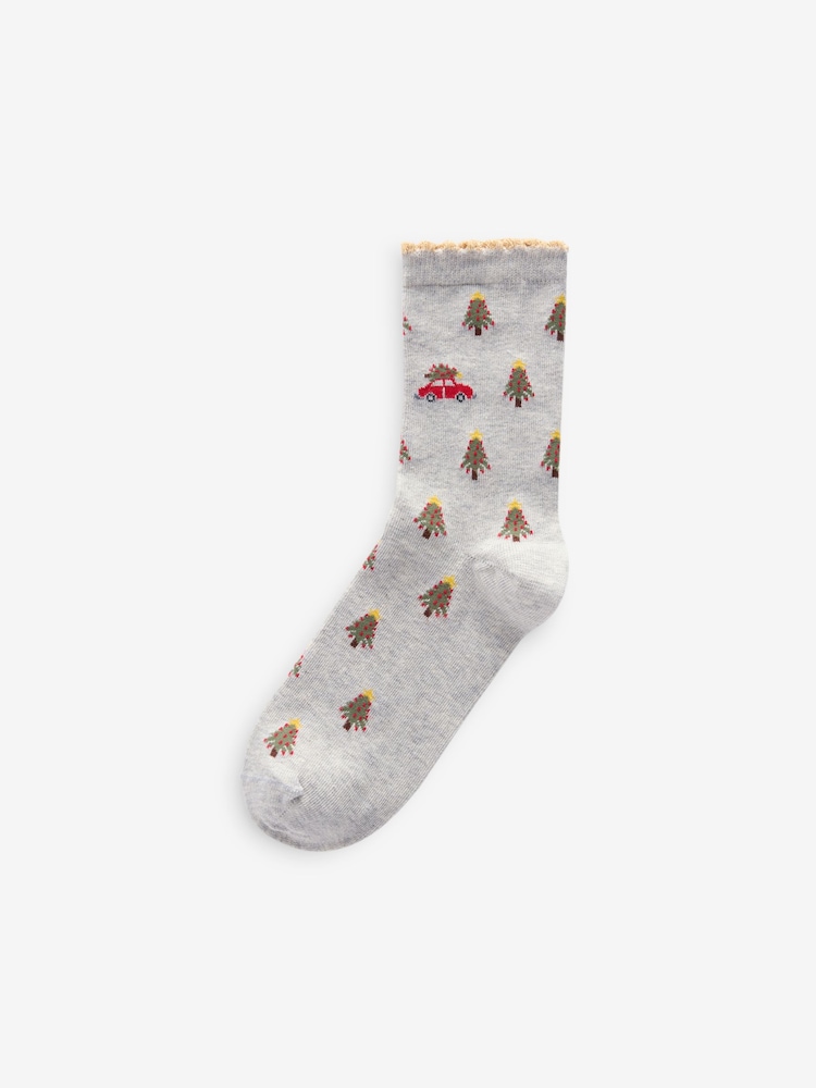 Conversational Print Christmas Pattern Ankle Socks 4 Pack - Image 2 of 5