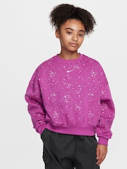 Фиолетовая фуксия - Nike Club Fleece Shine Boxy круглый вырез свитшот - Image 1 of 5