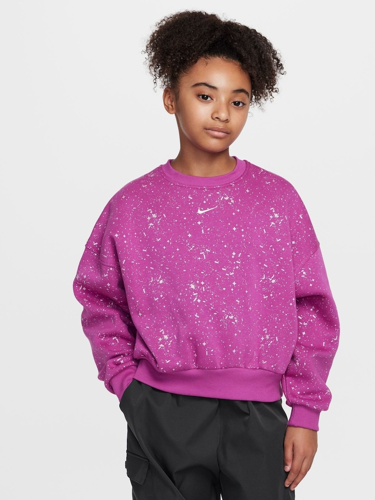 Фиолетовая фуксия - Nike Club Fleece Shine Boxy круглый вырез свитшот - Image 1 of 5