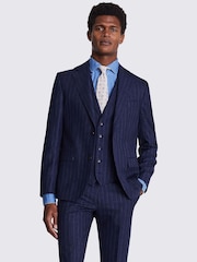 MOSS Blue Tailored Fit Italian Stripe Jacket - Image 1 of 7