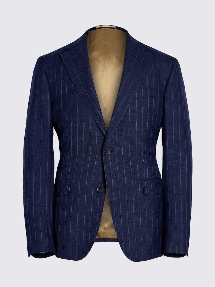 MOSS Blue Tailored Fit Italian Stripe Jacket - Image 7 of 7
