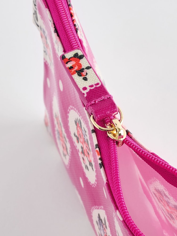 Cath Kidston Pink Heart Zip-Up 100% Cotton Purse - Image 5 of 5