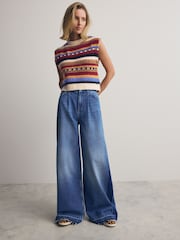 Multi Stripe Sleeveless Knitted Vest Tank Top - Image 2 of 7