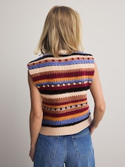 Multi Stripe Sleeveless Knitted Vest Tank Top - Image 3 of 7