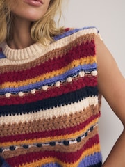 Multi Stripe Sleeveless Knitted Vest Tank Top - Image 4 of 7