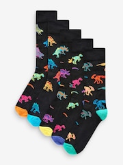 Black X-Ray Dinosaurs - Fun Pattern Socks 5 Pack - Image 1 of 7