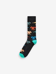 Black X-Ray Dinosaurs - Fun Pattern Socks 5 Pack - Image 2 of 7