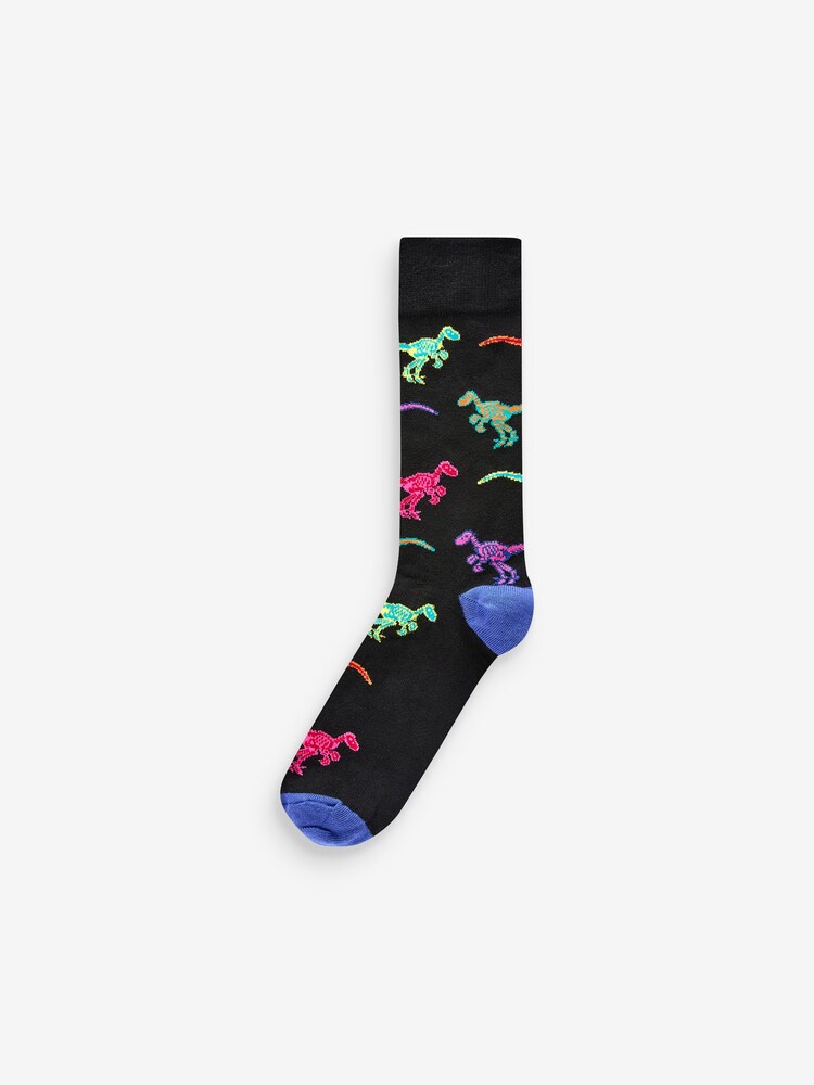 Black X-Ray Dinosaurs - Fun Pattern Socks 5 Pack - Image 3 of 7